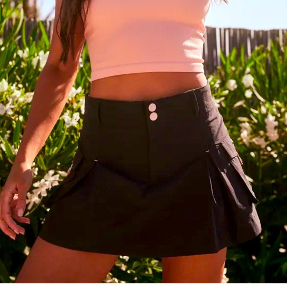 Free People Pink and Black Skort Sleek Design